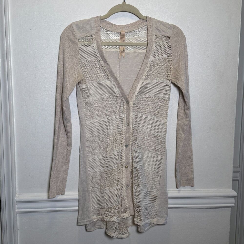 Mystree Women’s Small Sheer Lace Mesh Cardigan Open Front Boho Lightweight